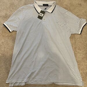 G/Fore G4 NWT Men's XXL Polo Shirt White Black Stripe SNO G4MS21K04